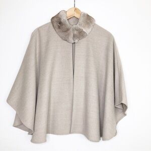 All Alpaca tan poncho with fur collar